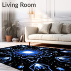 Vibrant Blue Electric Starburst Rug