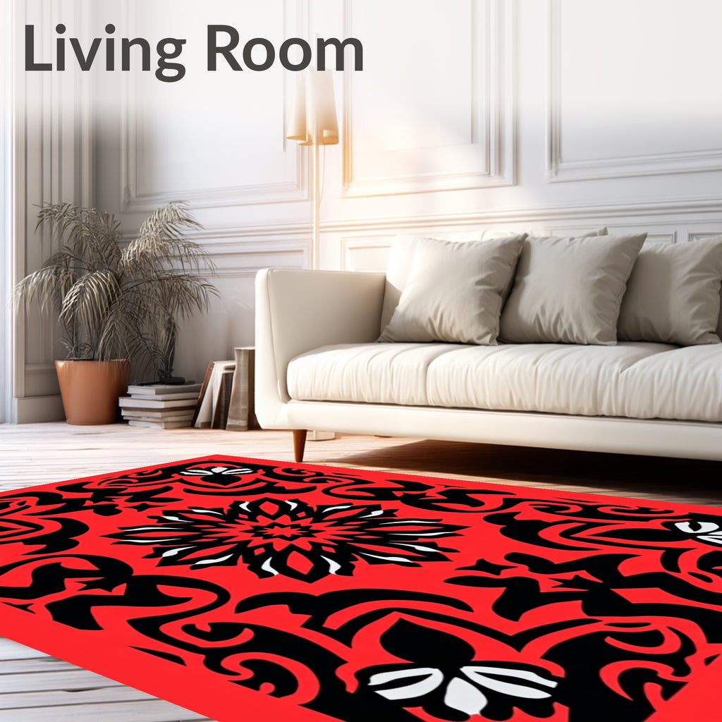 Vibrant Crimson Intricate Bloom Rug