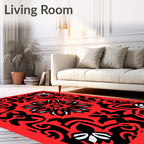 Vibrant Crimson Intricate Bloom Rug