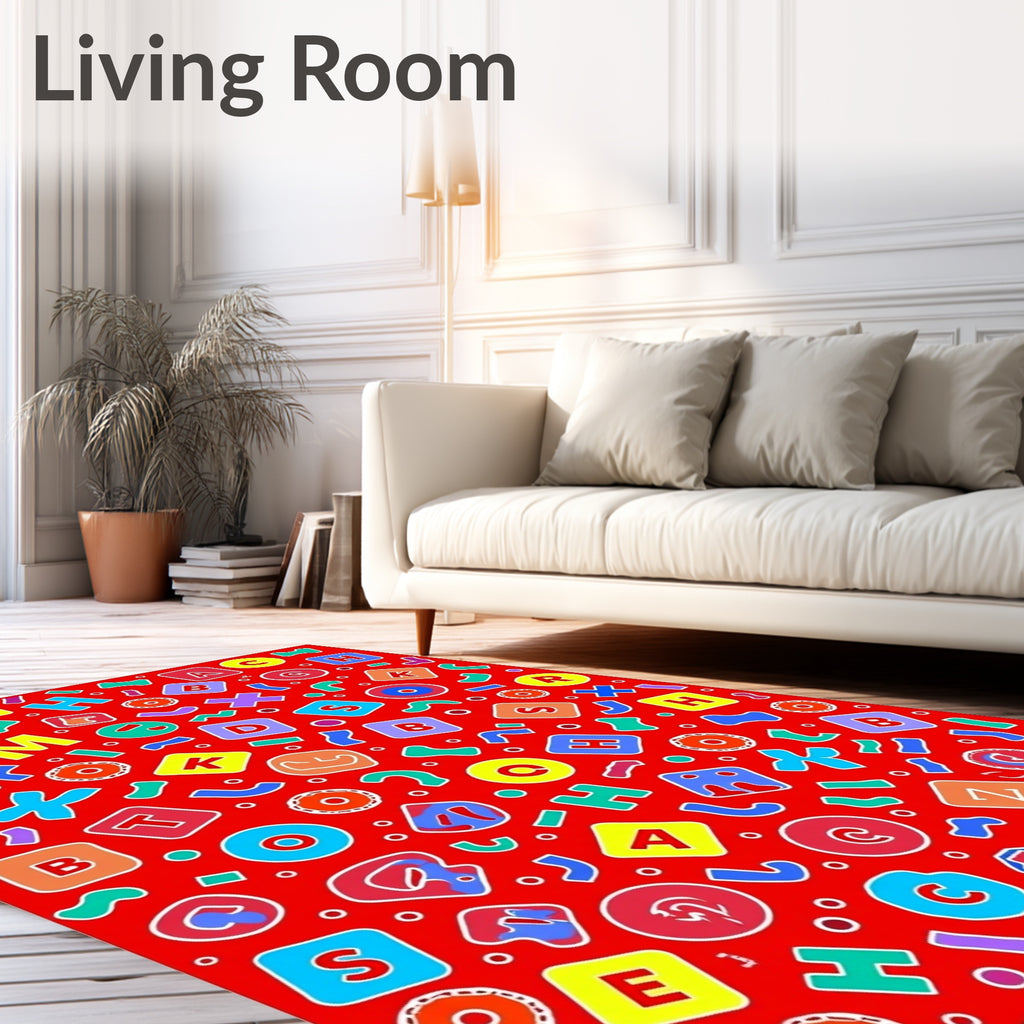 Playful Alphabet Blocks Red Rug