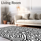 Intricate Black White Abstract Symmetry Rug