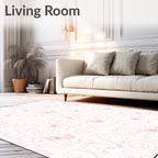 Delicate Pink Cartoon Faces Repeat Rug