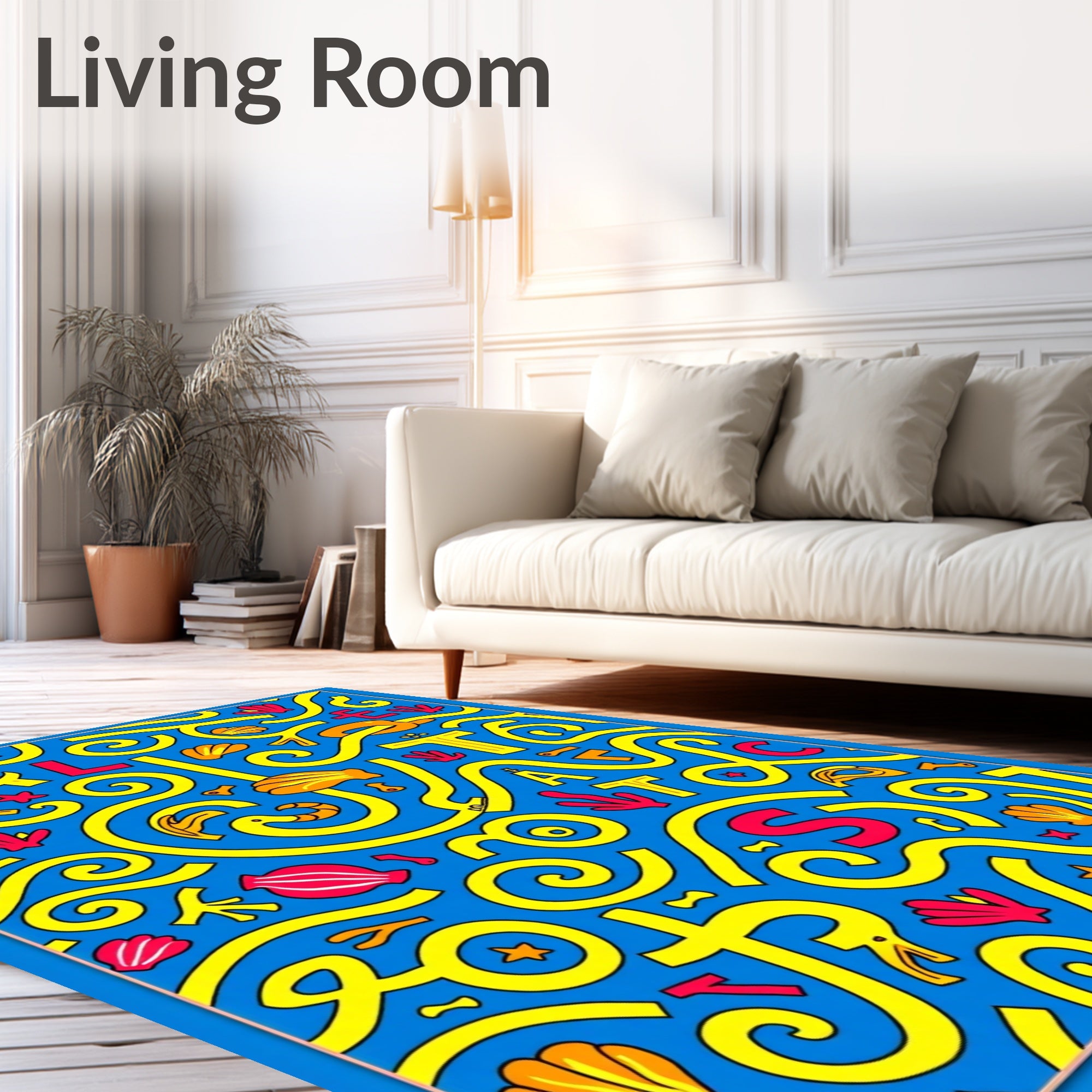 Blue Yellow Red Undersea Alphabet Rug