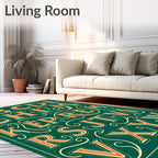 Ornate Alphabet Green Cream Orange Rug