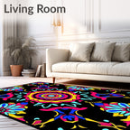 Vibrant Psychedelic Floral Medallion Rug