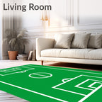 Green Field White Court Lines Rug