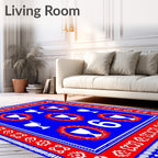Bold Blue Trophy Medallion Number Rug