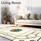 Crimson Laurel Crest Geometric Rug