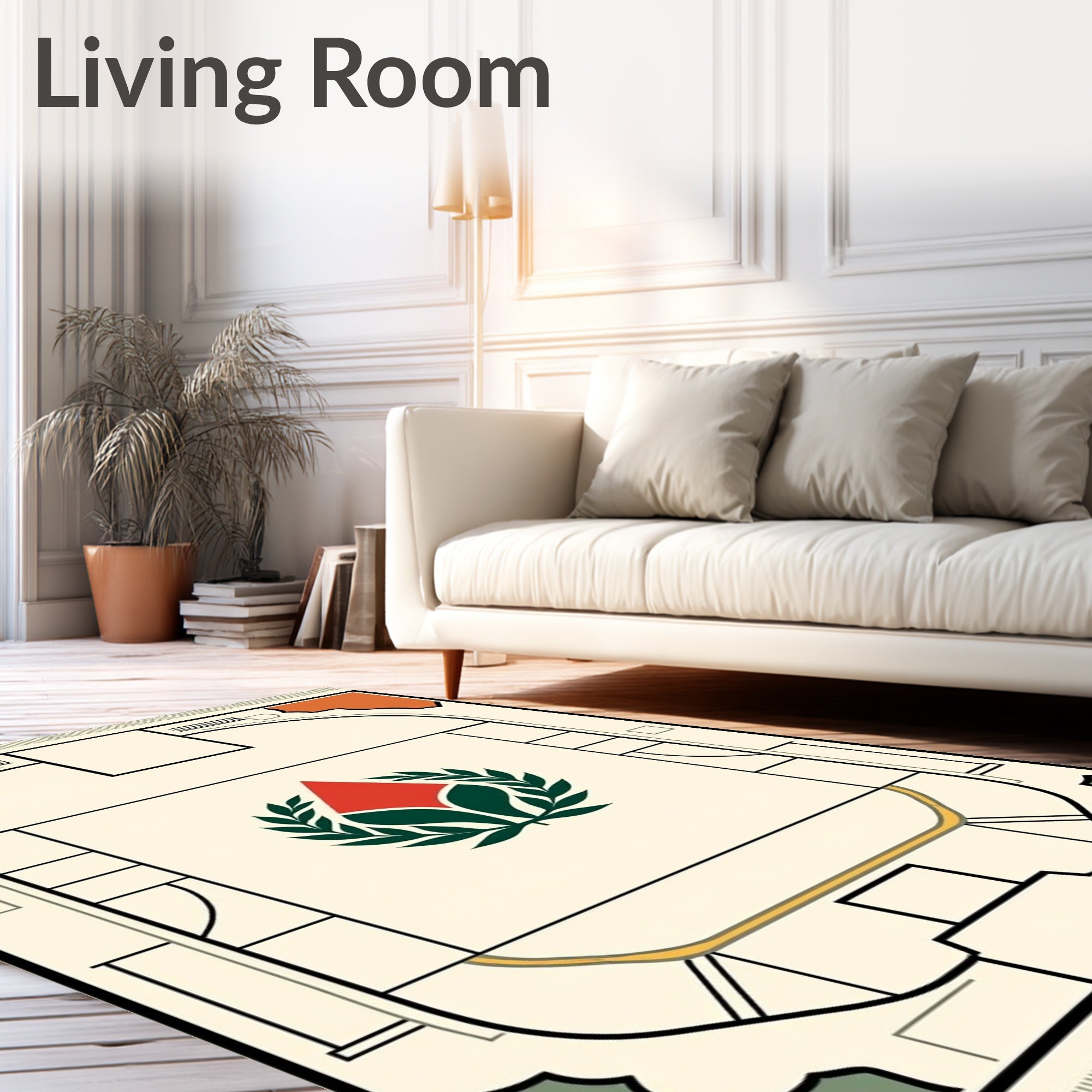 Crimson Laurel Crest Geometric Rug