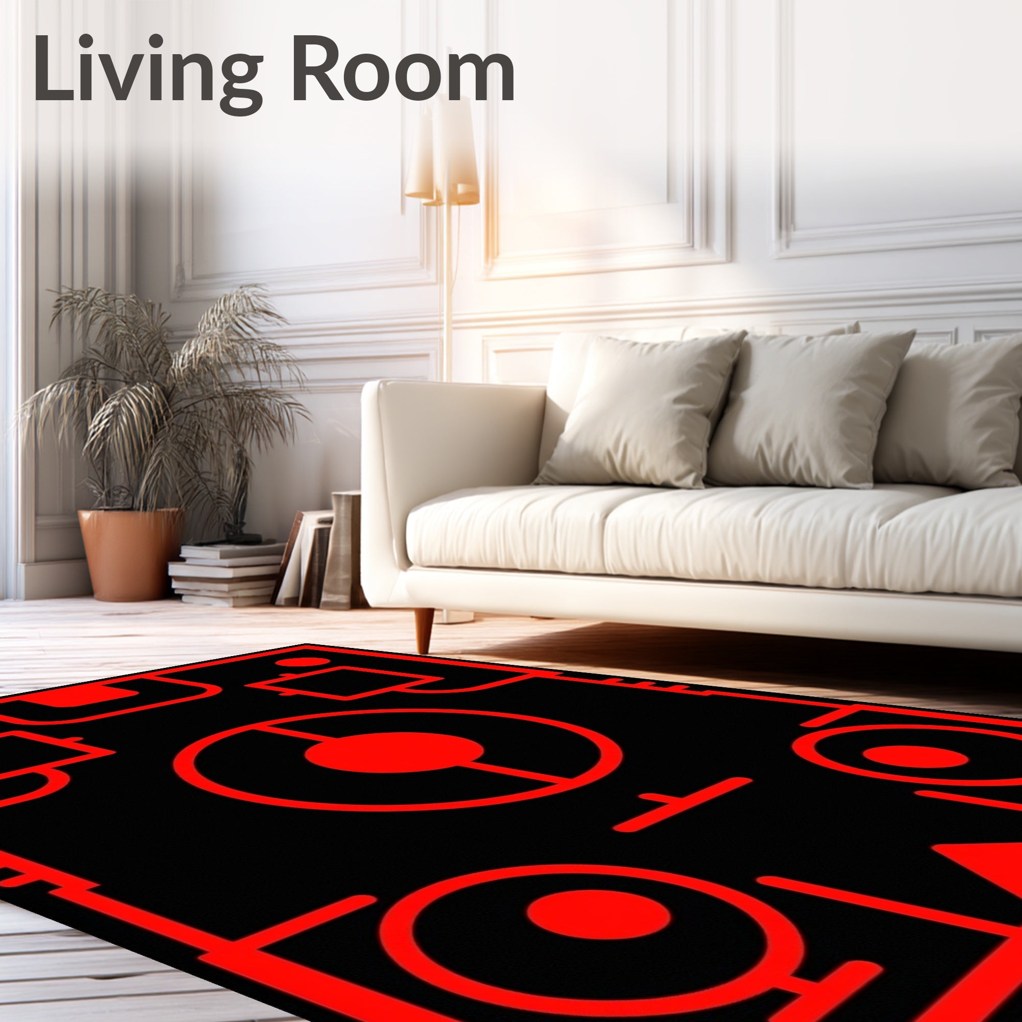 Bold Red Geometric Abstract Radar Rug