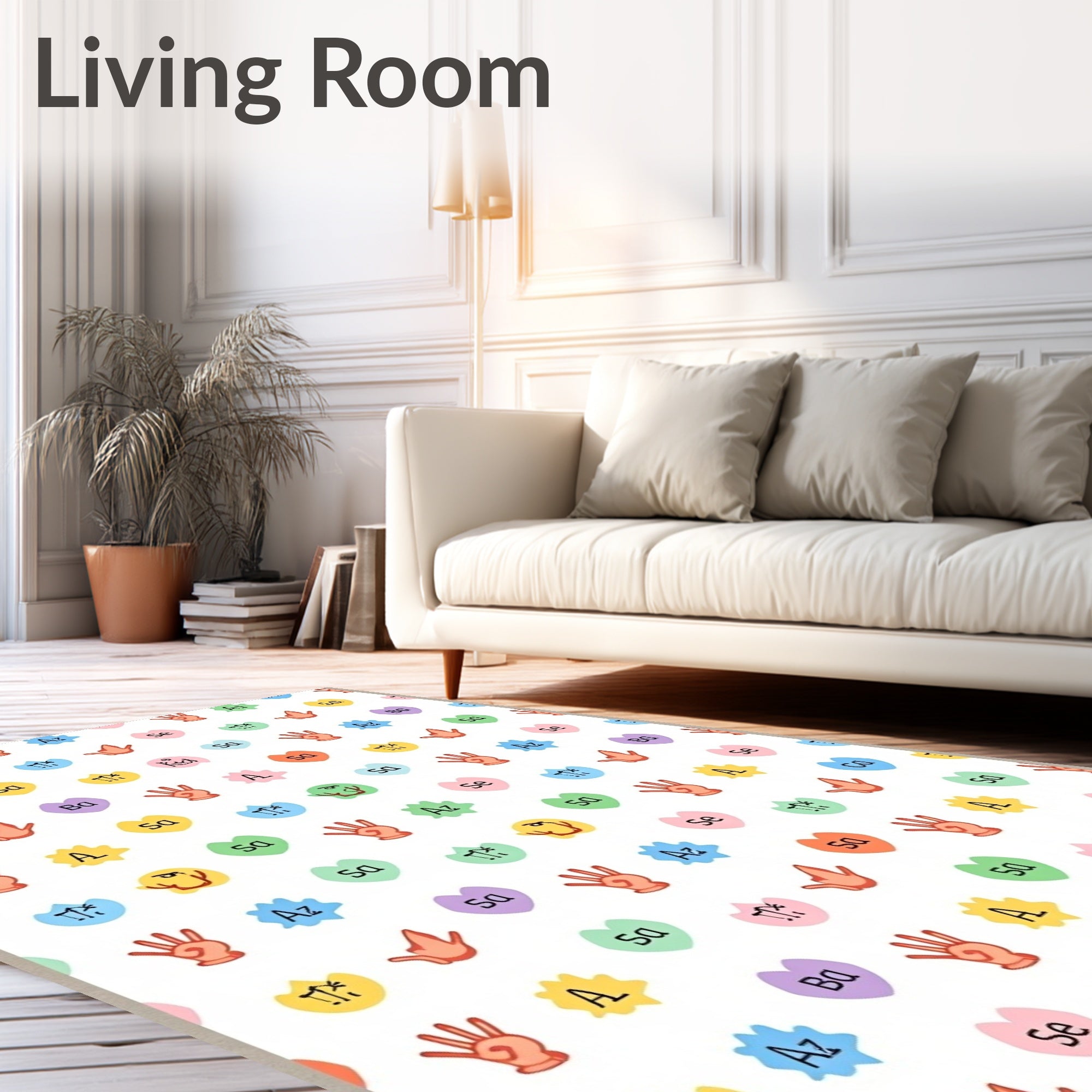 Whimsical Heart Hands Color Block Rug