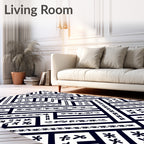Black White Geometric Abstract Folk Rug