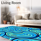 Aqua Blue Swirl Abstract Rug
