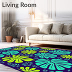Vibrant Neon Tropical Monstera Leaf Rug