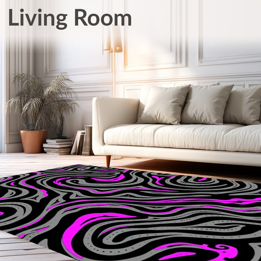 Electric Magenta Swirl Zebra Stripe Rug