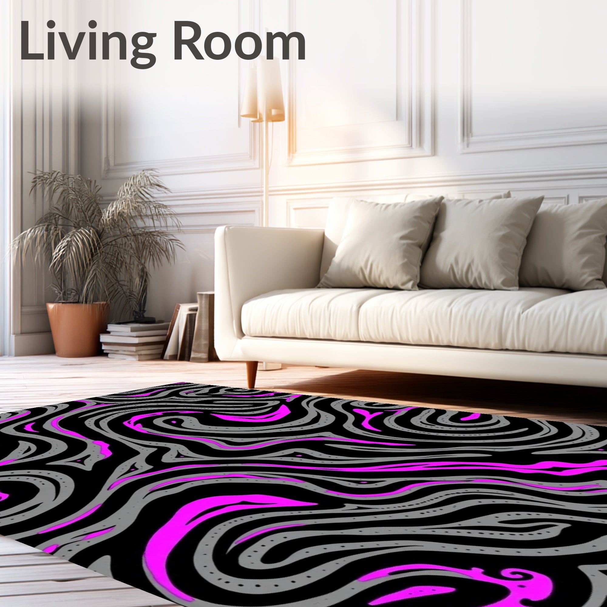 Electric Magenta Swirl Zebra Stripe Rug