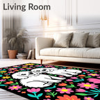 Happy Puppies Floral Garden Rug