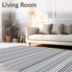 Modern Black White Fine Stripes Rug