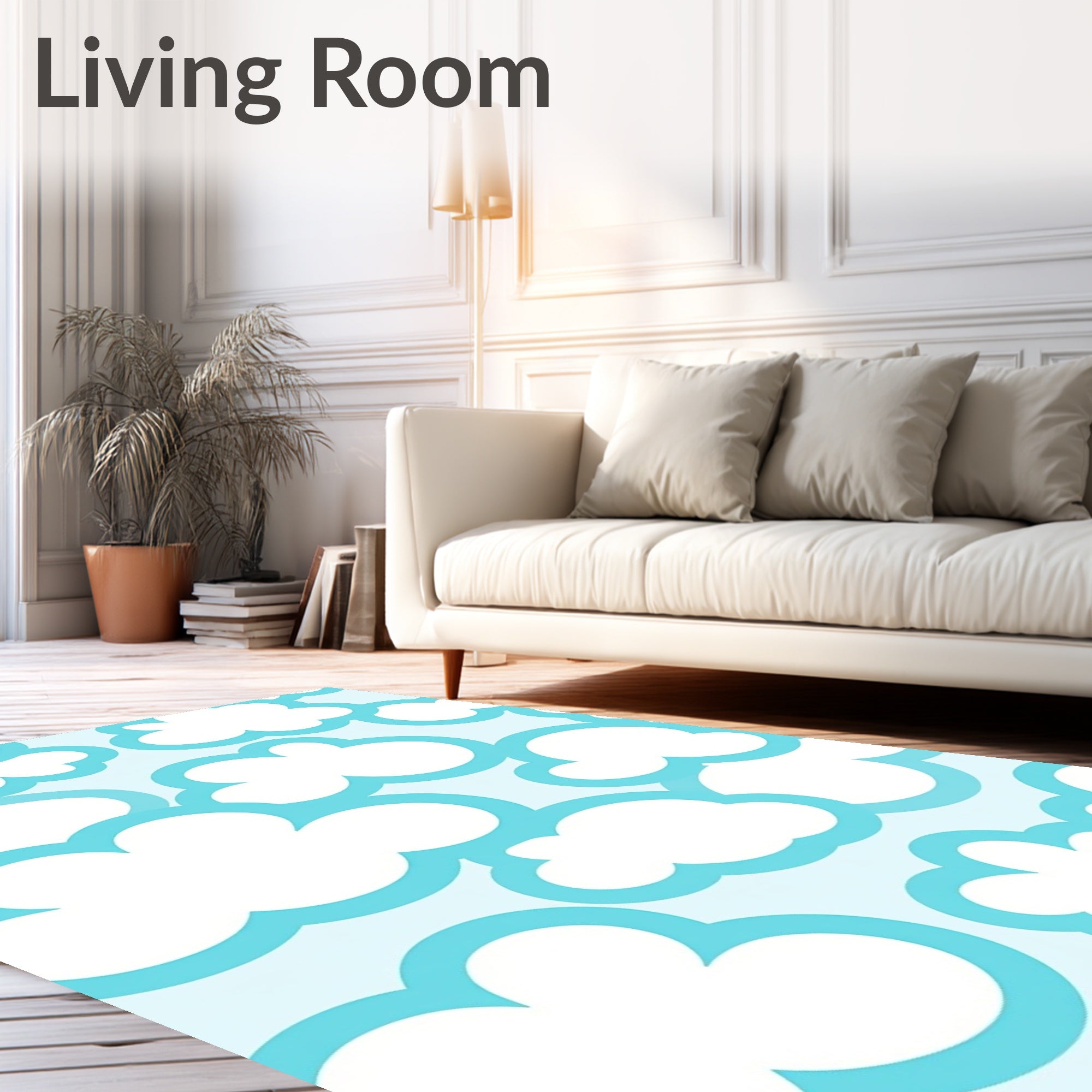 Whimsical Blue Ombre Cloudscape Rug