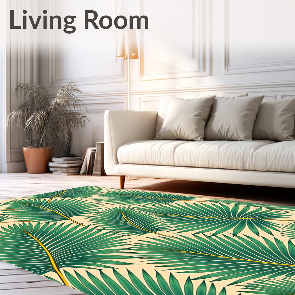 Emerald Palm Fronds Radiant Bloom Rug