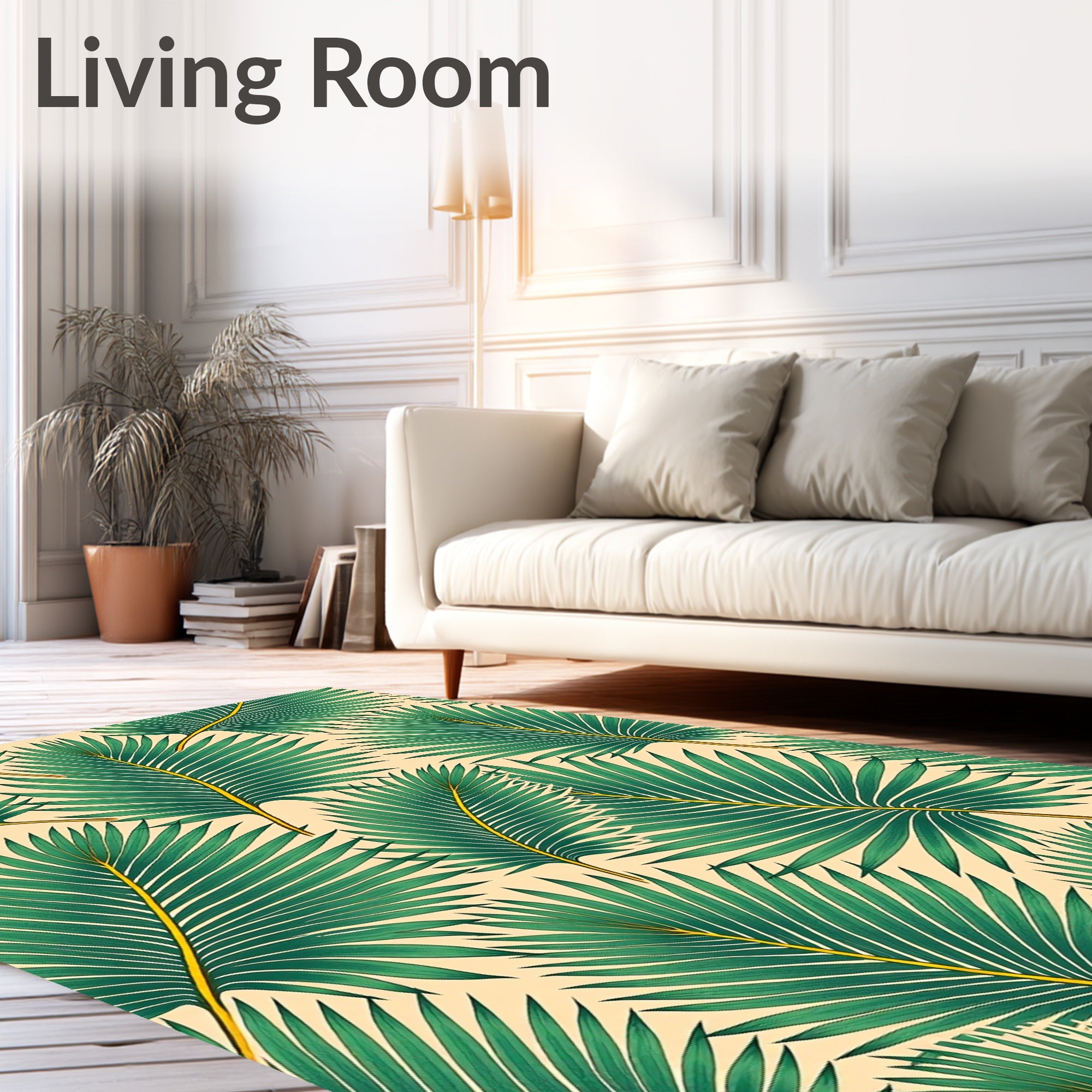 Emerald Palm Fronds Radiant Bloom Rug