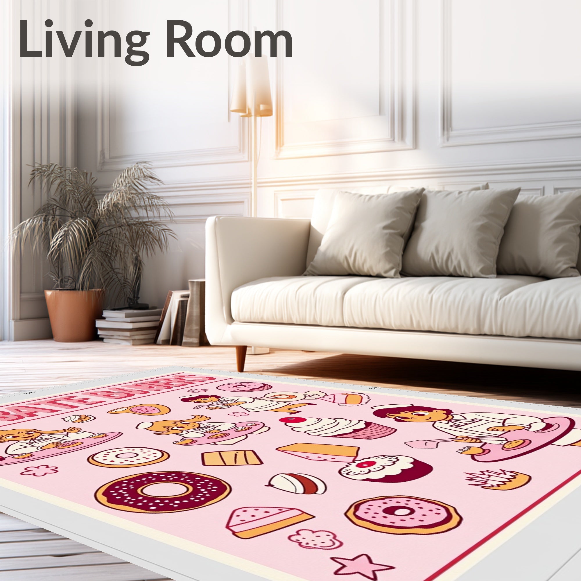 Whimsical Pink Bakery Kids Donut Rug