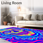Psychedelic Skull Swirl Neon Rug