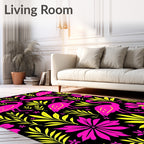 Vibrant Pink Flamingo Tropical Leaf Rug