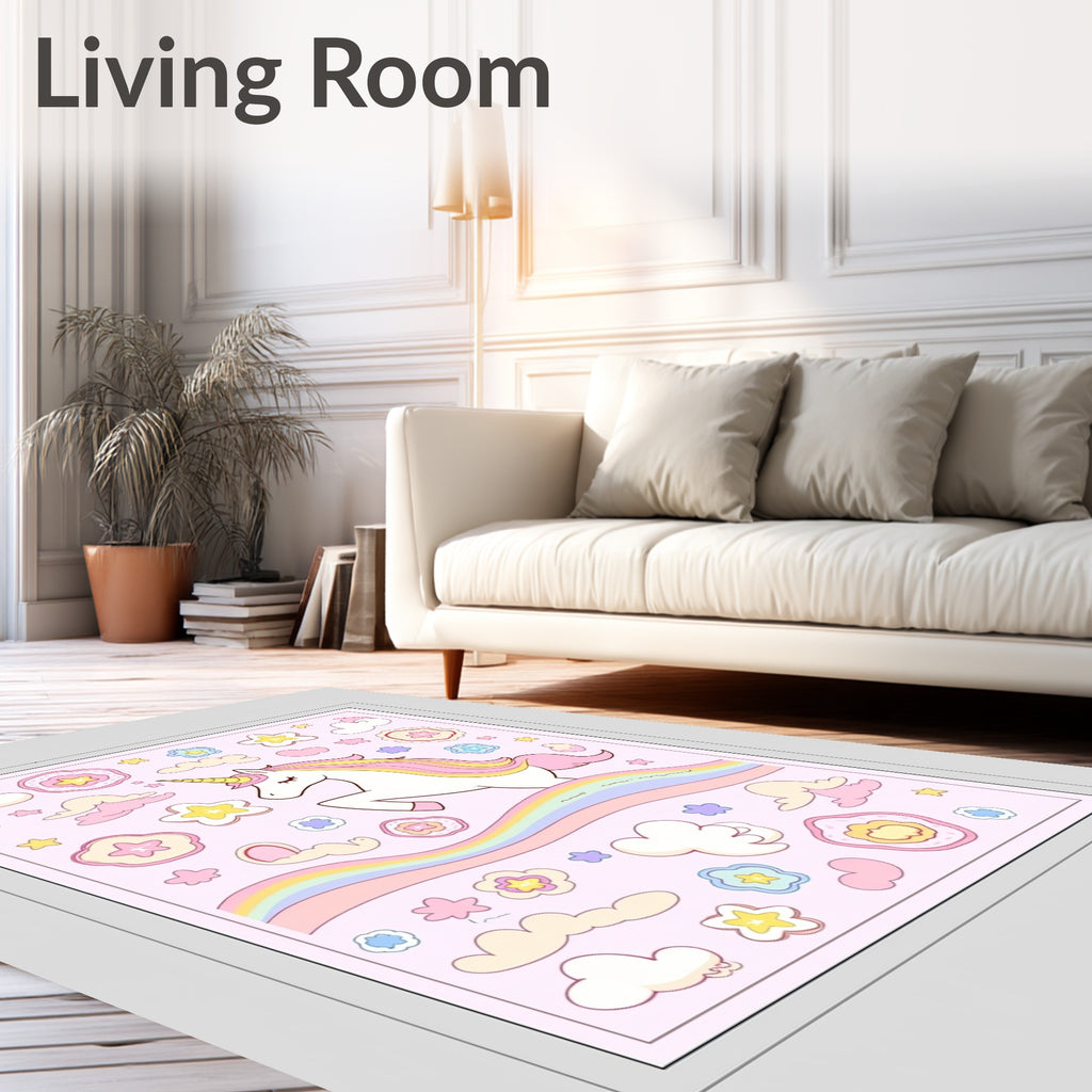 Whimsical Unicorn Rainbow Cloud Collection Rug