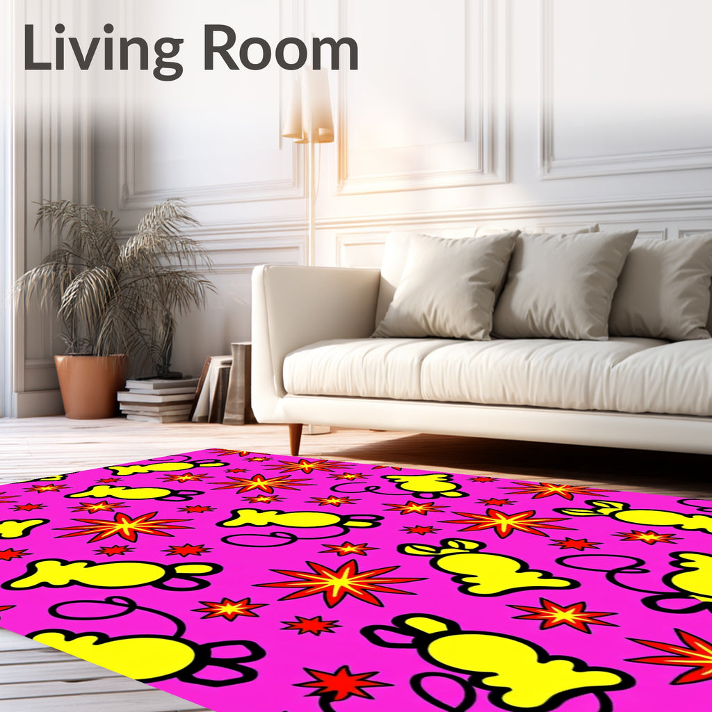 Pink Yellow Mouse Starburst Rug