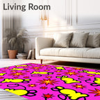 Pink Yellow Mouse Starburst Rug