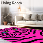 Vibrant Pink Tiger Face Stripes Rug