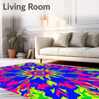 Vibrant Neon Floral Mandala Rug
