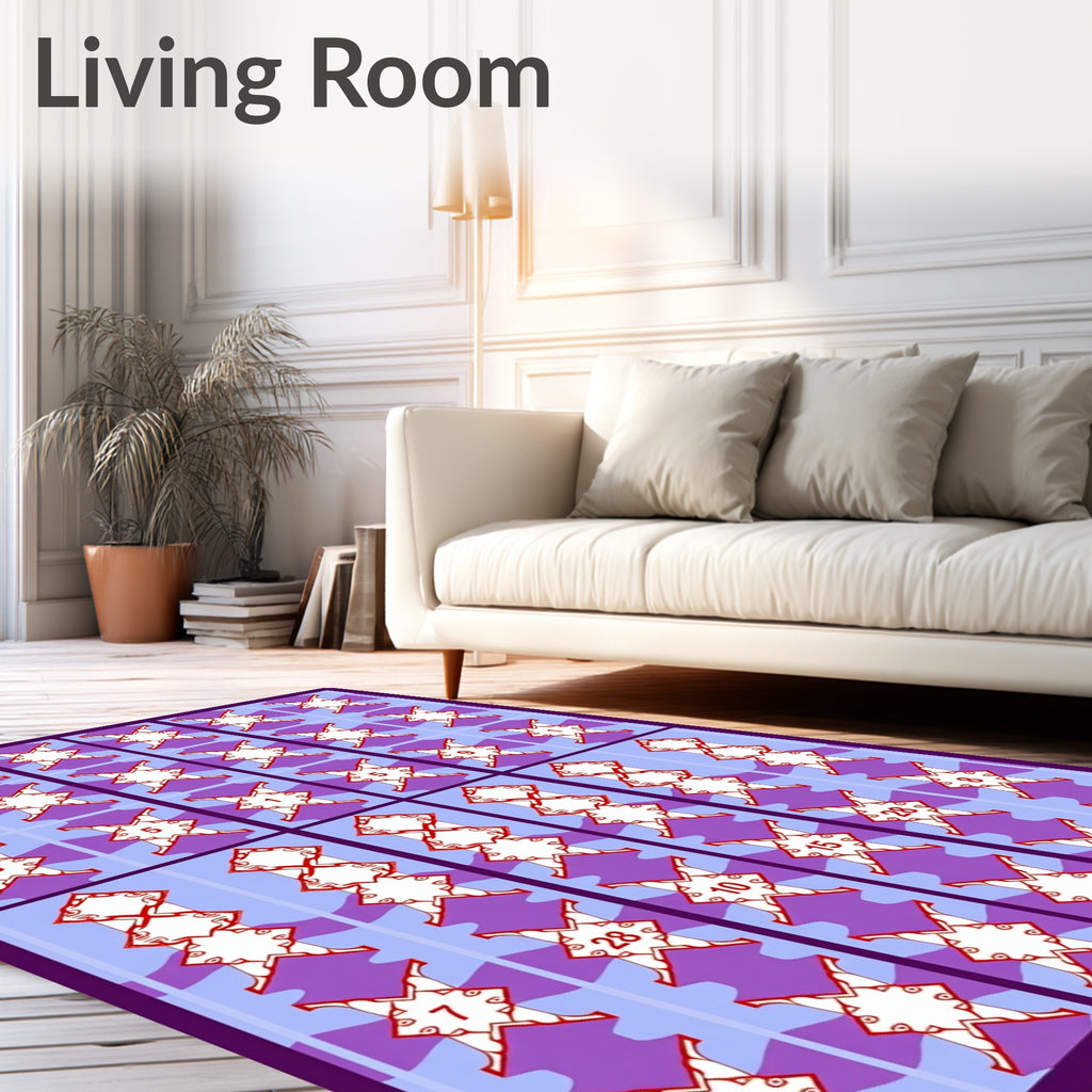 Purple Blue Geometric Lattice Rug