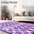 Purple Blue Geometric Lattice Rug