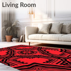 Bold Red Intricate Geometric Medallion Rug