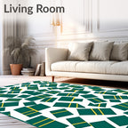 Emerald Yellow Scattered Rectangles Rug