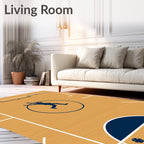 Sporty Basketball Court Play Silhouette Rug
