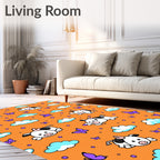 Cute Cows Butterflies Orange Sky Rug