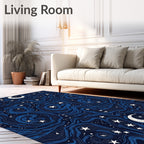 Midnight Blue Celestial Swirl Rug