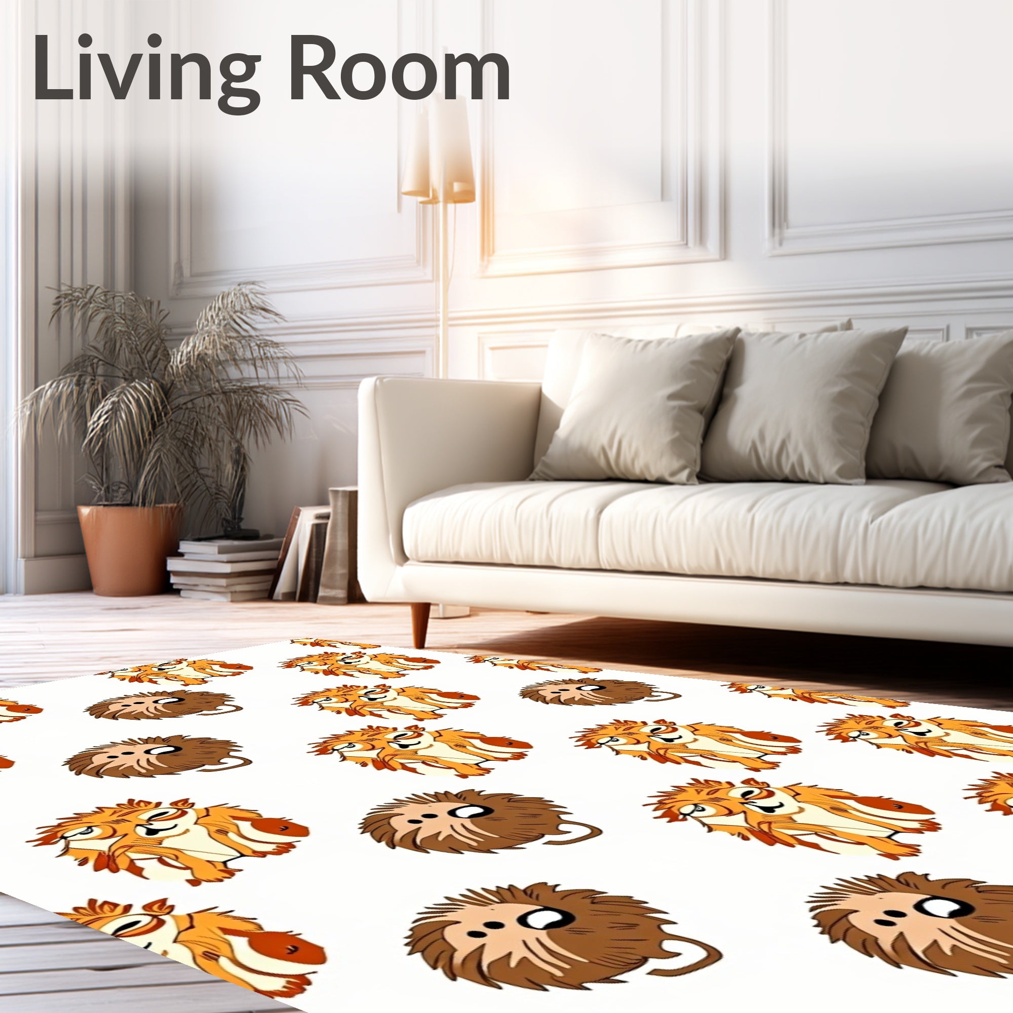 Whimsical Orange Critter Repeat Rug