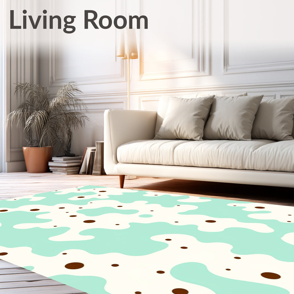 Aqua White Molten Chocolate Splatter Rug