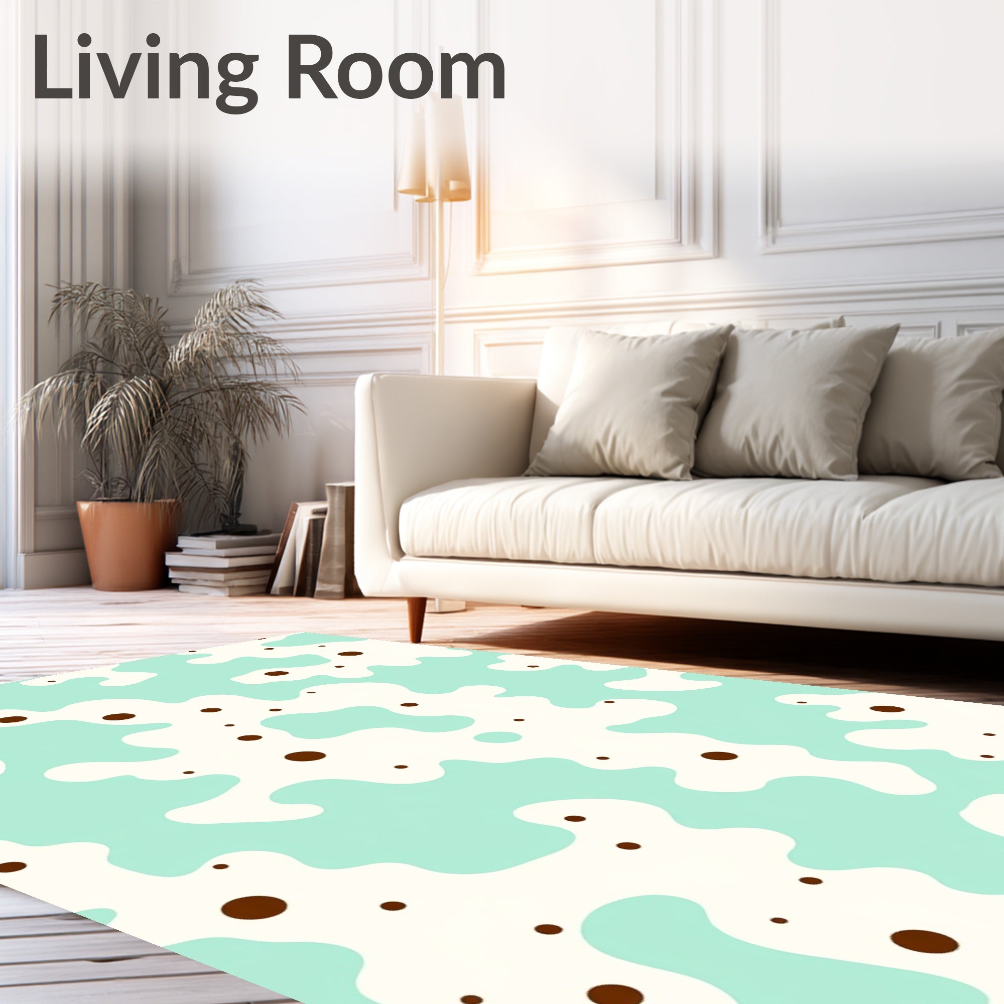 Aqua White Molten Chocolate Splatter Rug