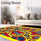 Bold Red Yellow Abstract Figure Collage Rug
