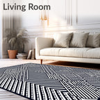Onyx White Interlocking Lines Rug