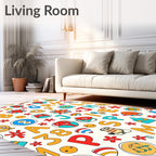 Alphabet Soup Red Blue Yellow Characters Rug