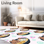 Cute Twin Animals Ramen Bowl Rug