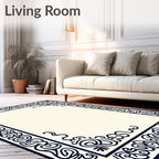 Navy Ivory Curvilinear Border Rug