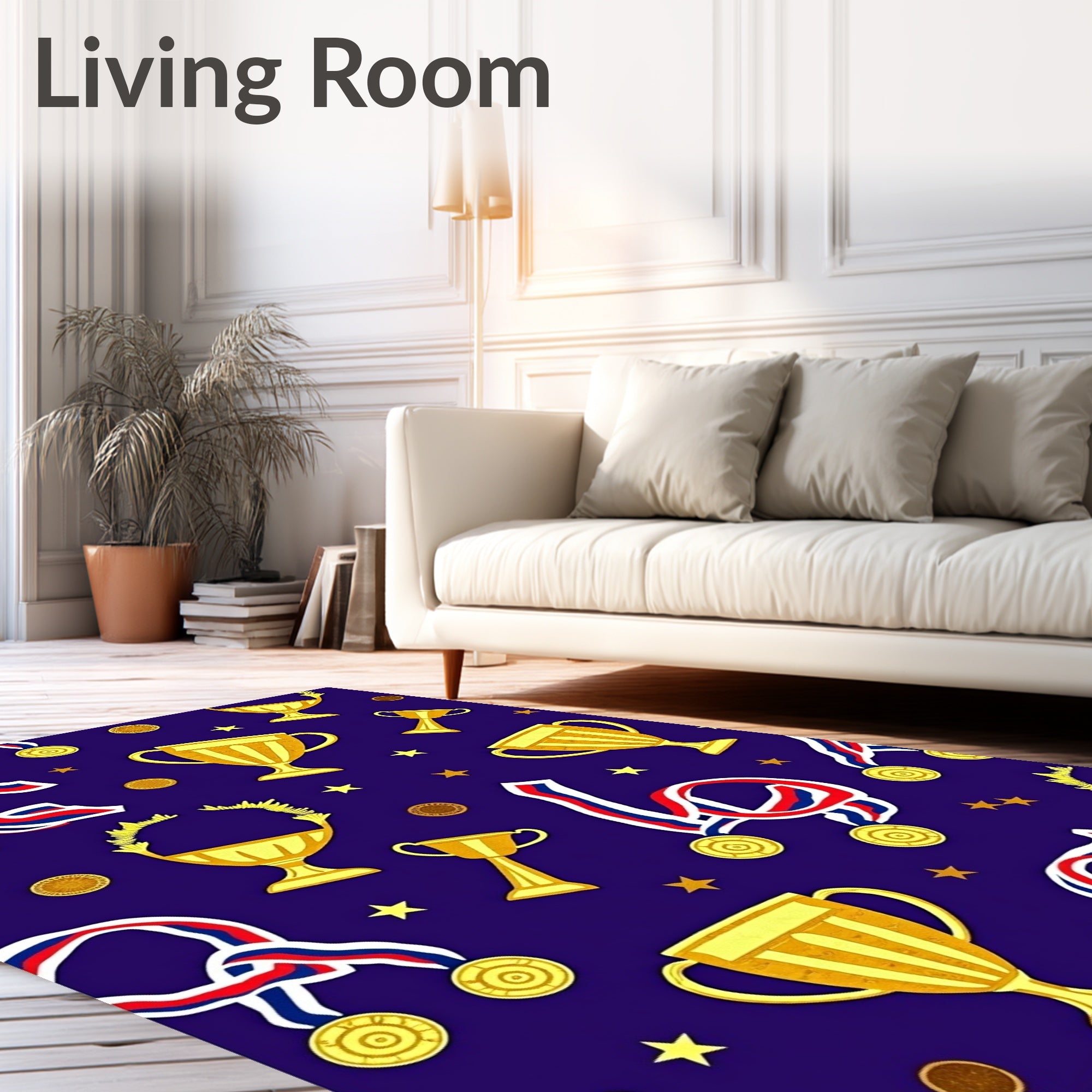 Gold Trophy and Medal Celebration Rug