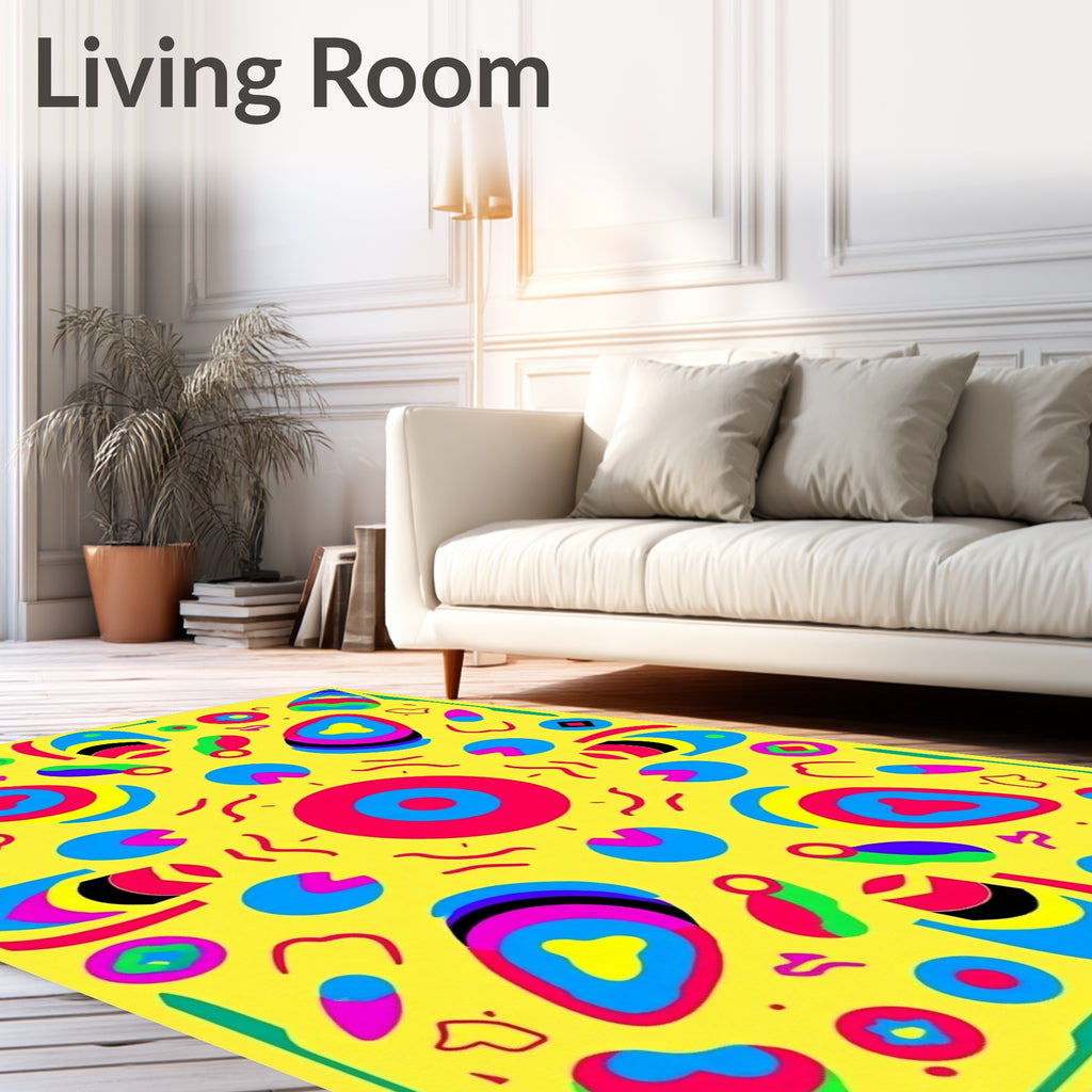 Bright Retro Abstract Oval Shapes Rug